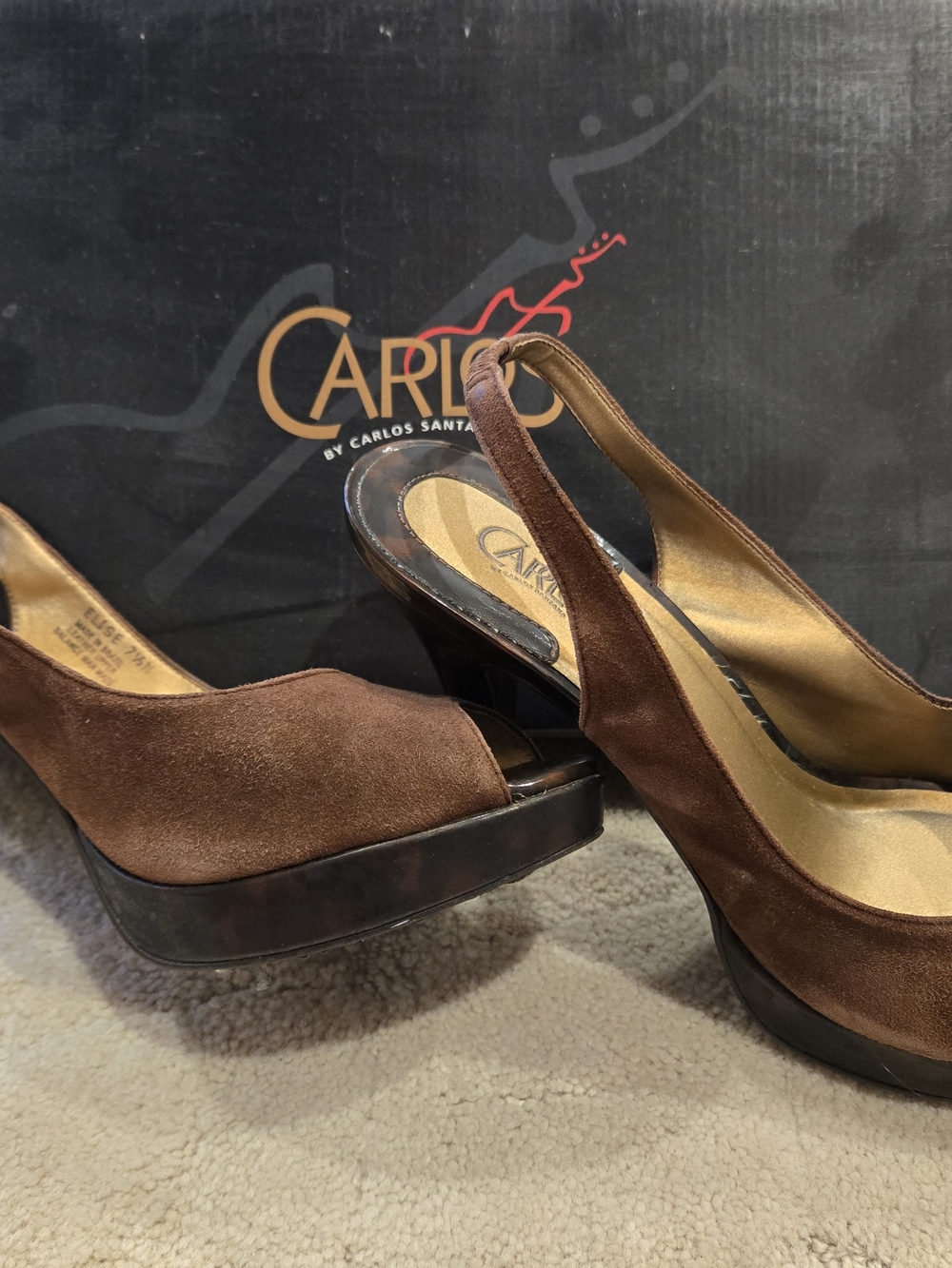 Carlos by Carlos Santana Brown Suede Platform Slingback Pumps